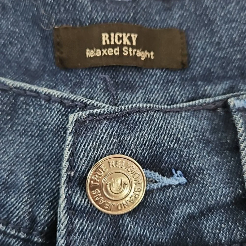 NWT True Religion Ricky Jeans Men's 34x34 Medium‎ Wash Relaxed Straight Leg NEW